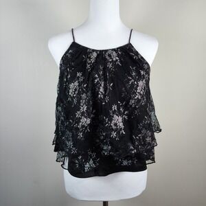 Witchy‎ Whimsigoth Crop Top Womens Large (Fits Small) Layered Chiffon Alt Emo